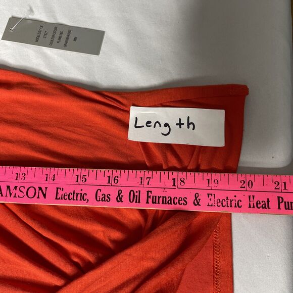 JO&CO Jeans Red Cropped Front Wrapped Knotted Sleeveless Shirt NWT Romantic - Picture 6 of 7